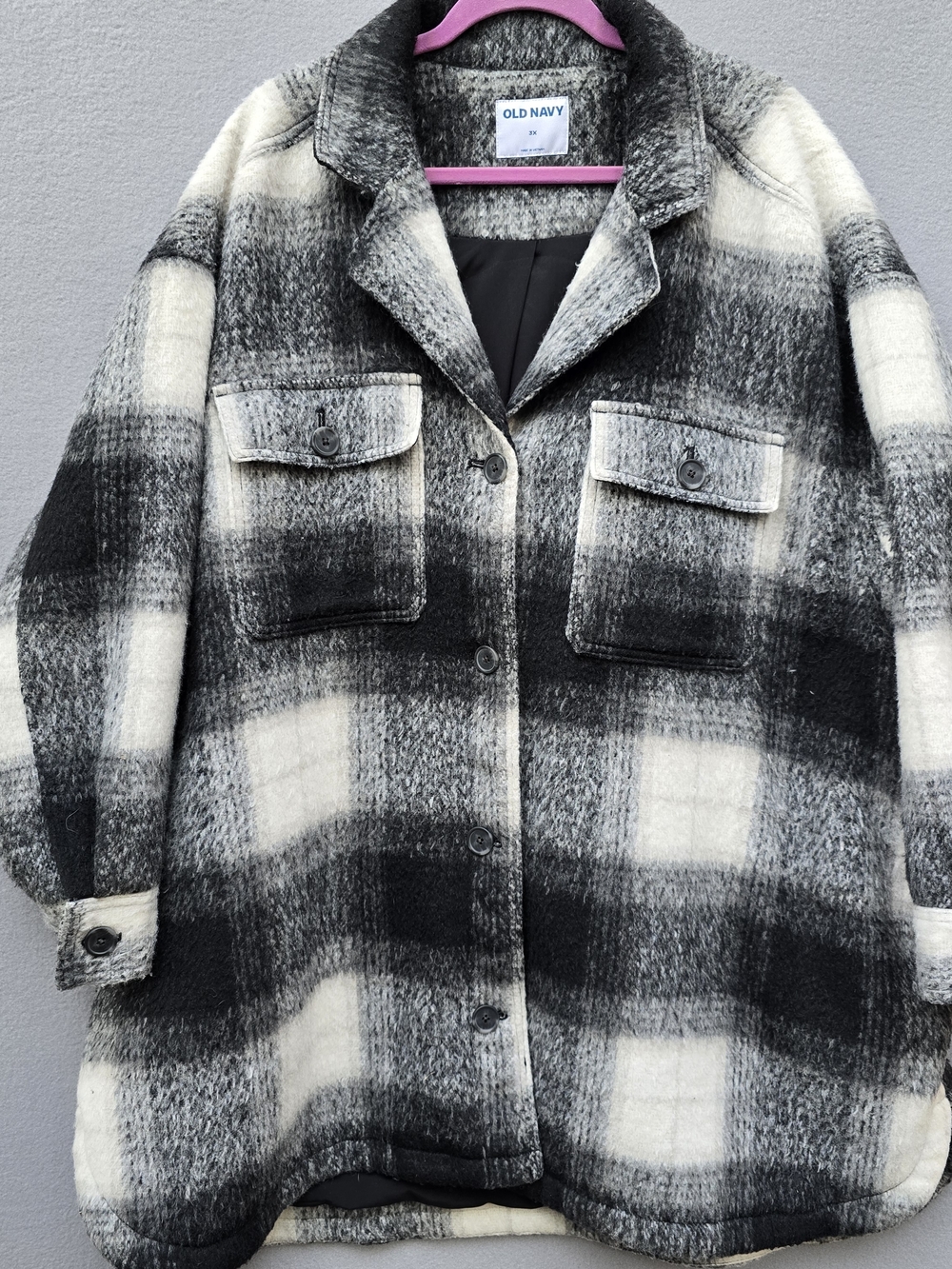 Old Navy Black & White Plaid Utility Shacket Plus Size 3x
